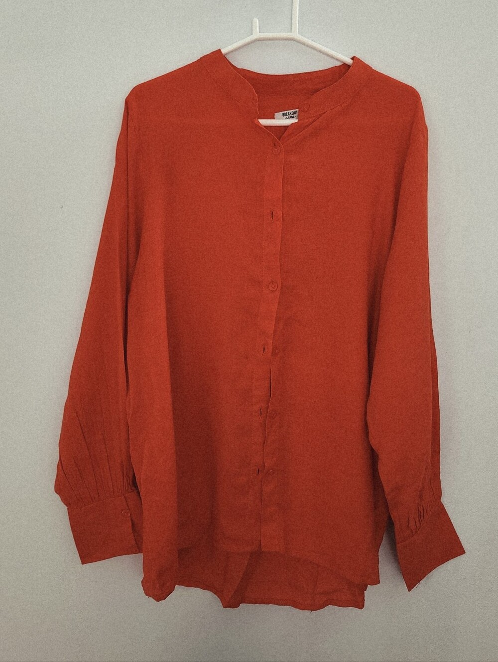 Bright Orange Button-Front Linen Blouse - Picture 2 of 6
